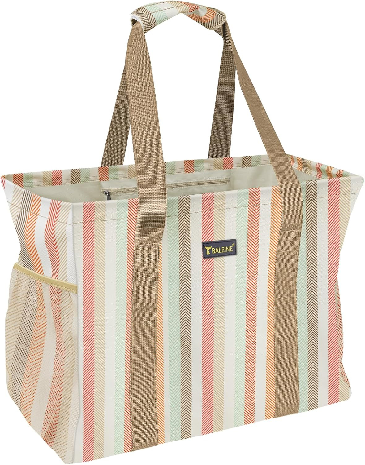 BALEINE Extra Large Utility Tote Bag with Reinforced Wire Frame, Reusable Grocer