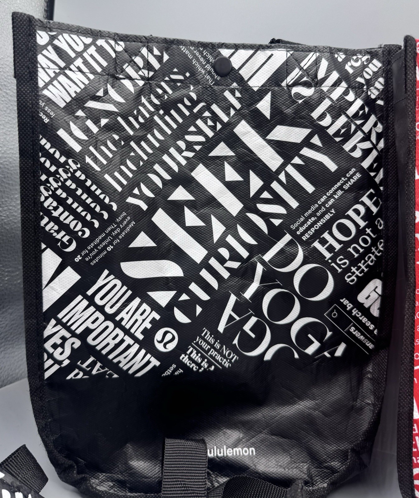 Lululemon 3 Reusable Shopping Gift Bags Small Totes Snap Closure Double Handles