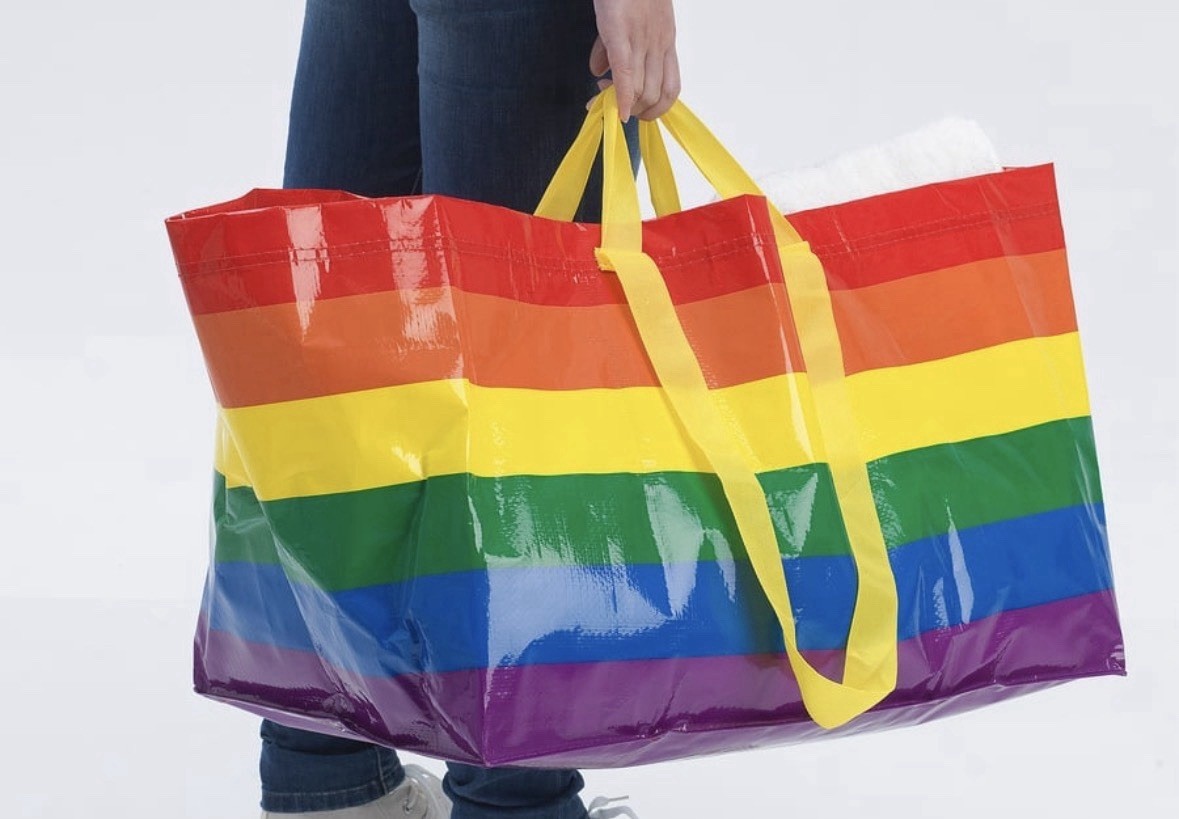 2 Large Rainbow 🌈 IKEA Bags Pride Queer Month Sturdy Shopping Storage Donate