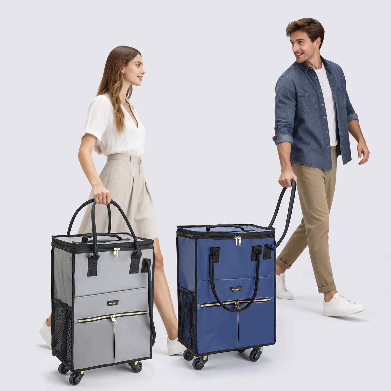 Reusable Grocery Bag on Wheels, Foldable Rolling Duffle Bag, Carry on Luggage…