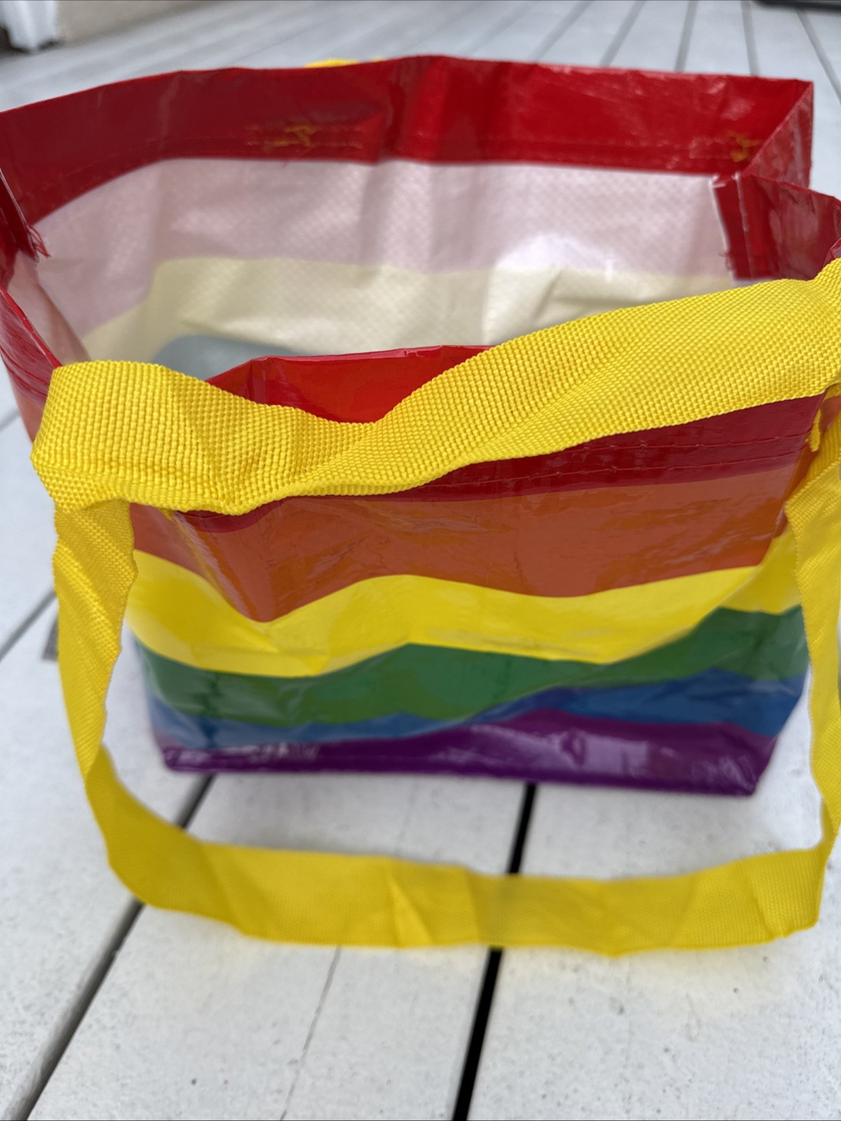 IKEA Rainbow Bags Small Multicolor Stripe Storstomma Tote Bag