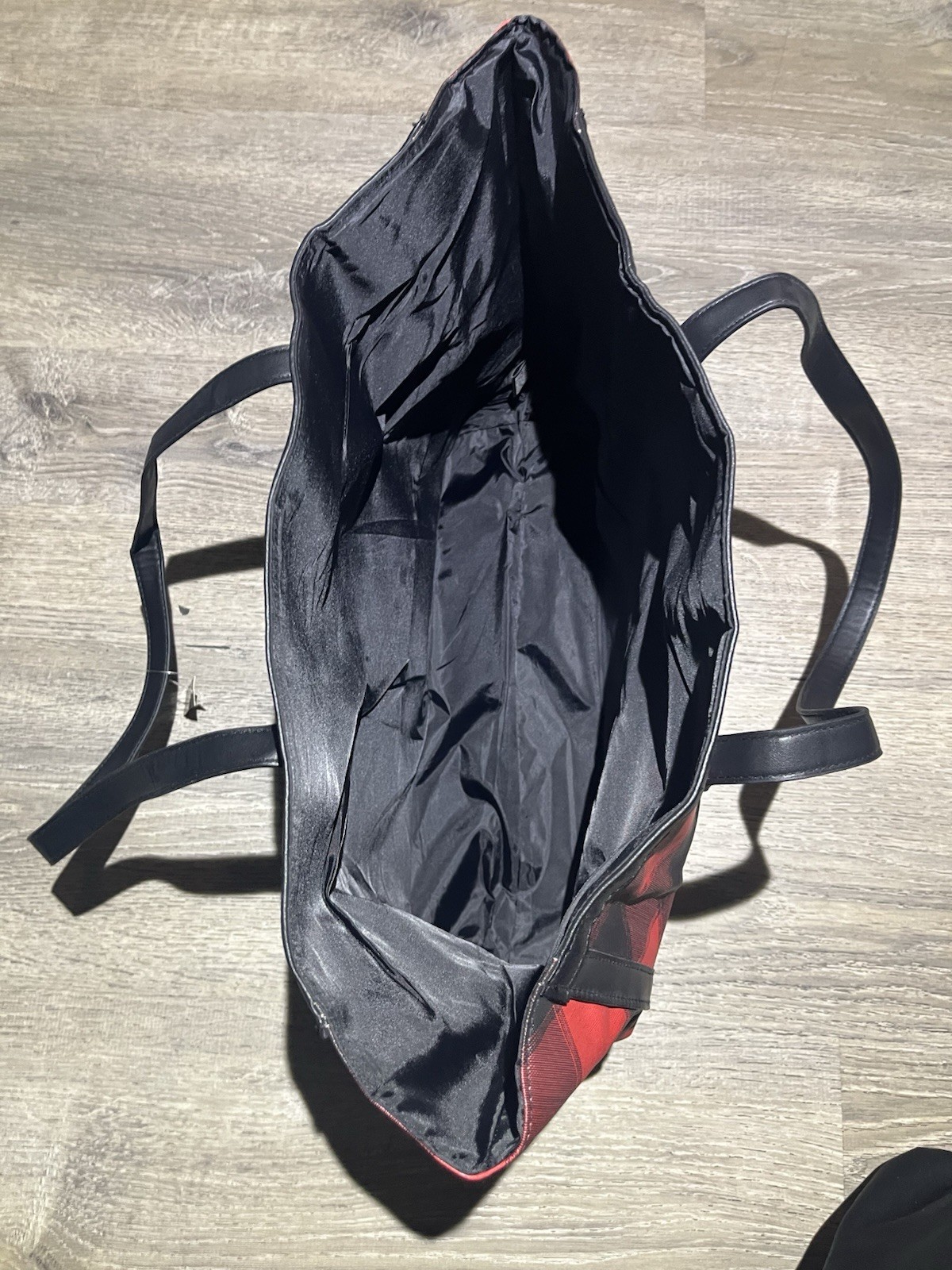 Victoria’s Secret Red & Black Plaid Reusable Shopping Tote Bag 19x12in