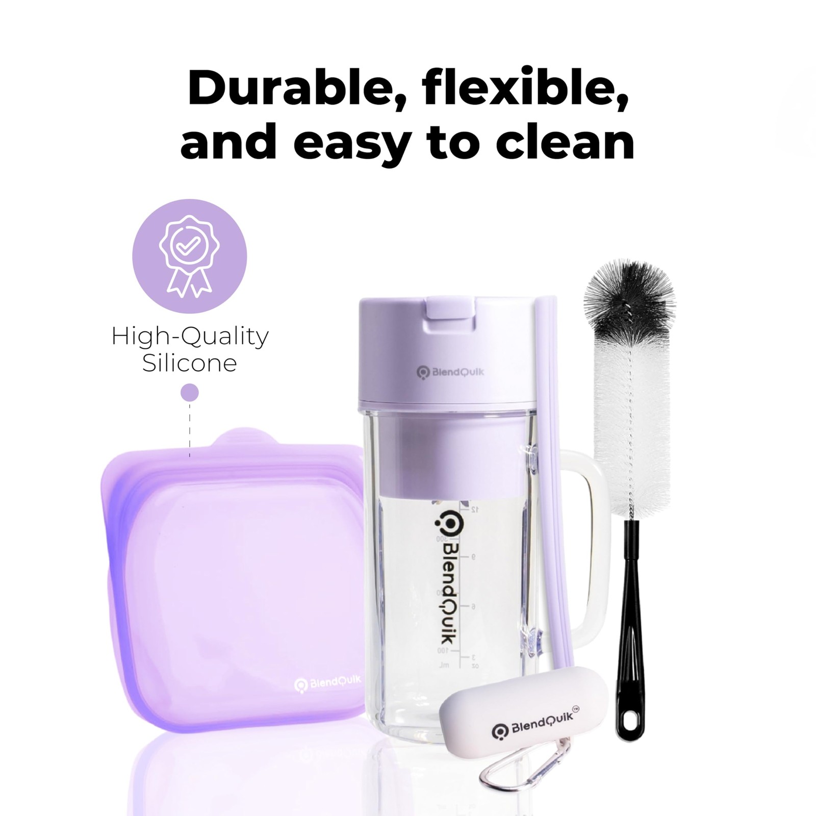 BlendQuik, Reusable Silicone Food Storage Bags, 1000 ml One Size, Purple