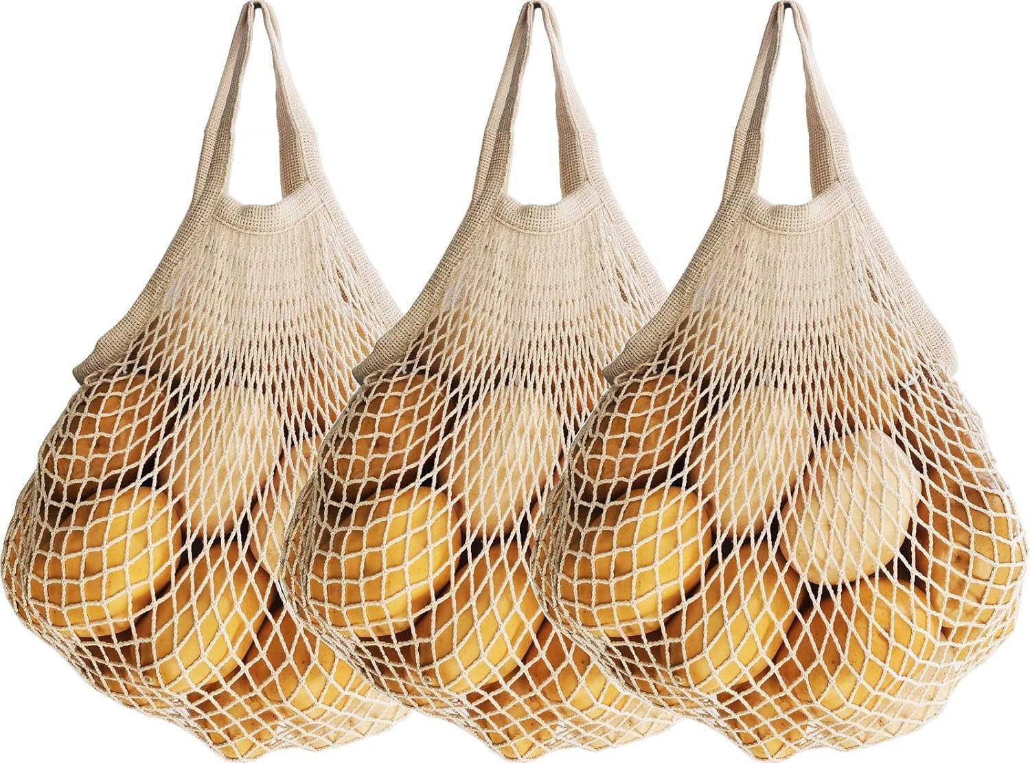 3 Pack Reusable Grocery Bags Cotton Net Shopping Tote Ecology Market String Bag