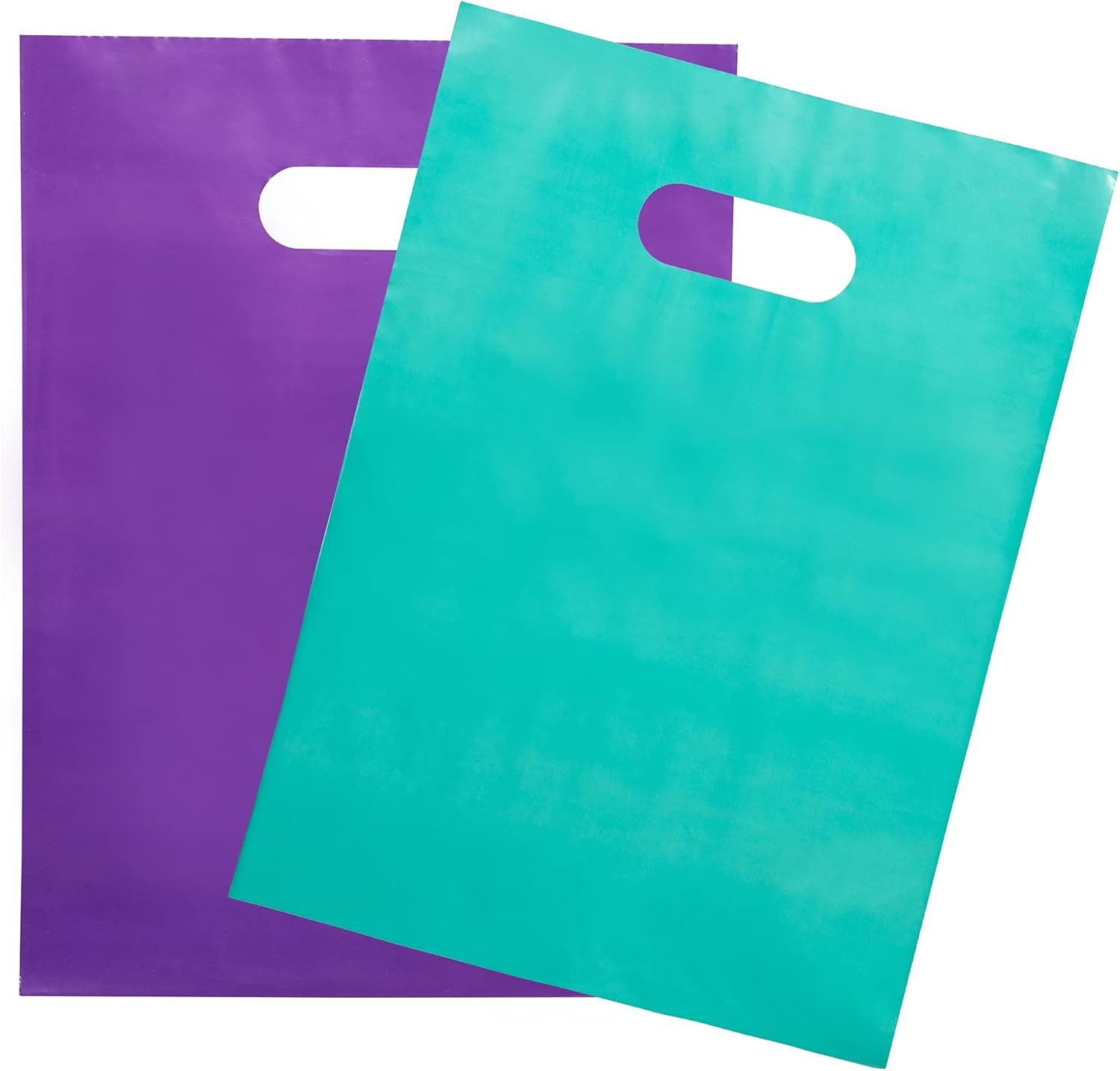 Merchandise Bags 200 Teal & Purple 9″x12″ Bags 1.5Mil Thick Glossy With Handles