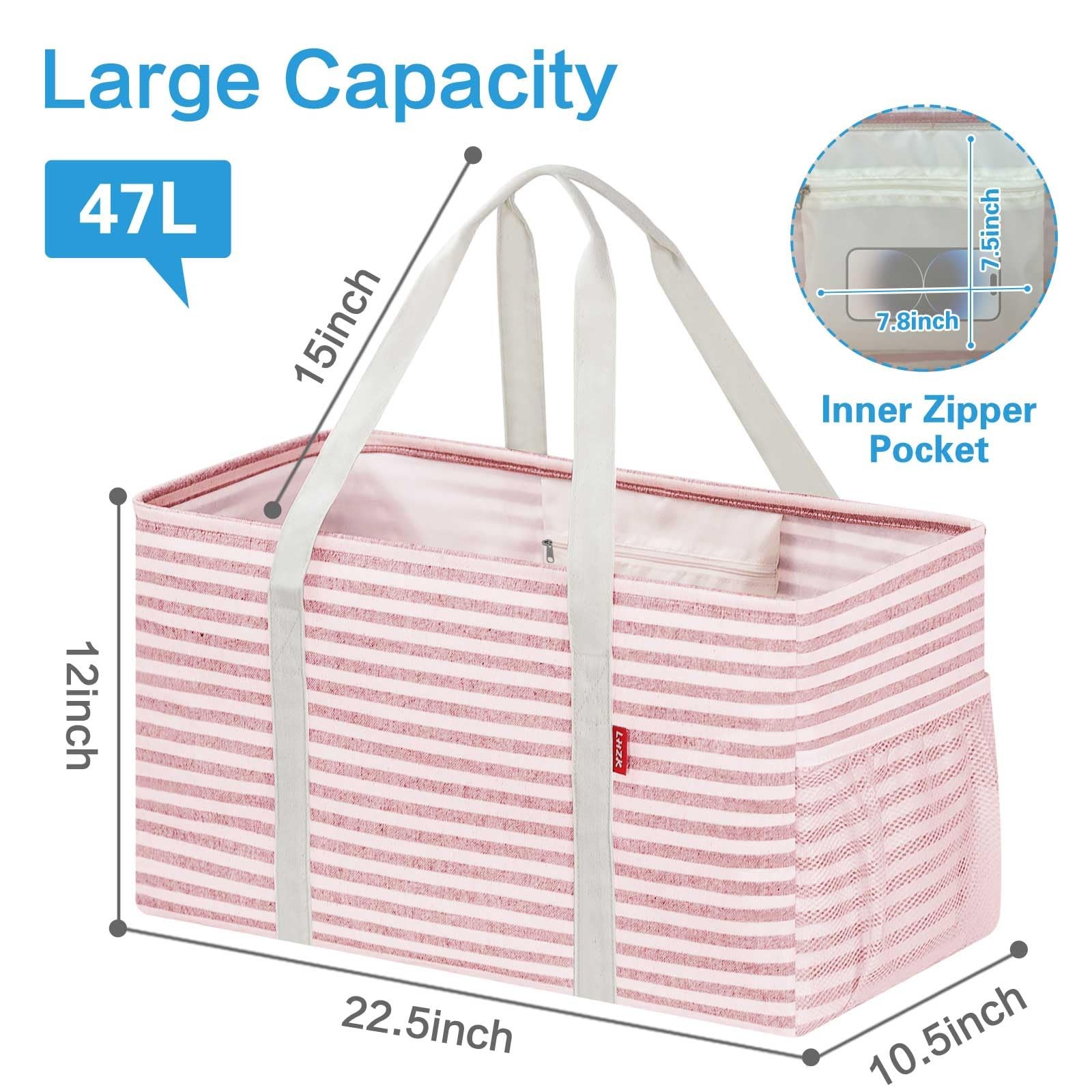 LHZ.K Standing Extra Large Utility Tote Bag 2 Pack, Reusable Grocery Bags wit…