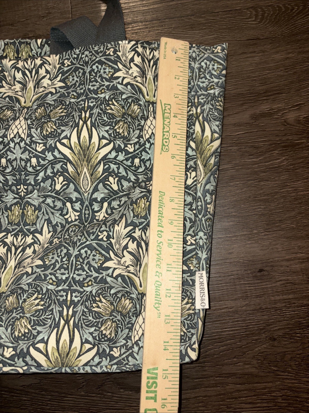 New MORRIS & Co. 100% COTTON CANVAS Blue FLORAL TOTE BAG 16”L 15”H 6”W Sturdy
