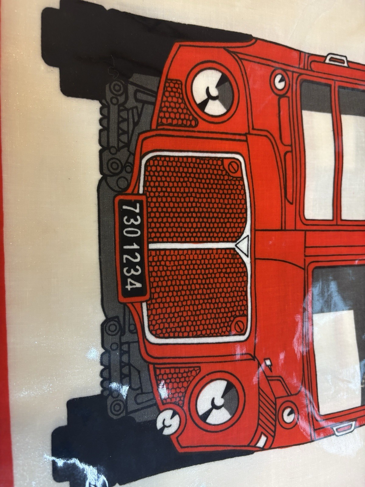 Vintage Harrods PVC Tote Bag Red Double Decker Bus 18.5 x 15 London Made In UK