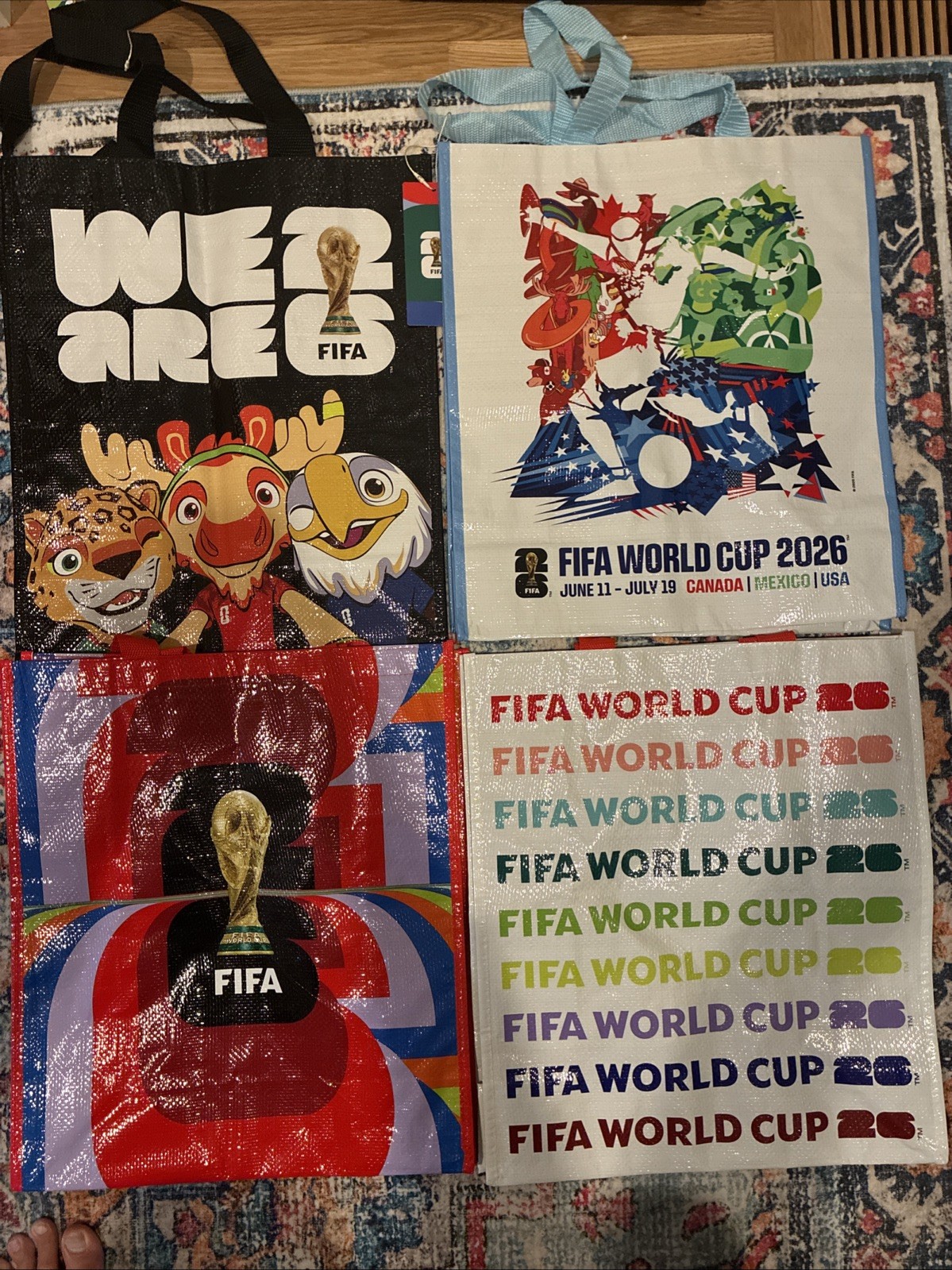 FIFA World Cup 2026 Reusable Shopping Tote Bag 4Pack