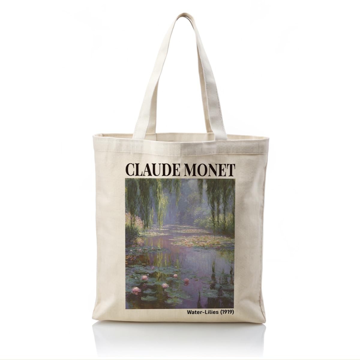 Water Lilies Canvas Tote Bag, Impressionist Art Canvas Shopping Bag, Reusable…