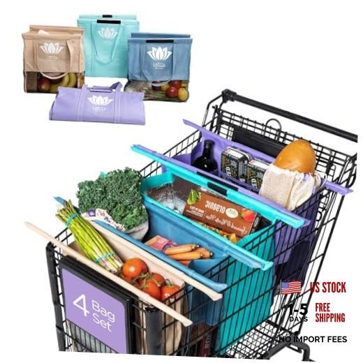 Lotus Original Trolley Reusable Shopping Bags (4-Pack) – Detachable & Reusable