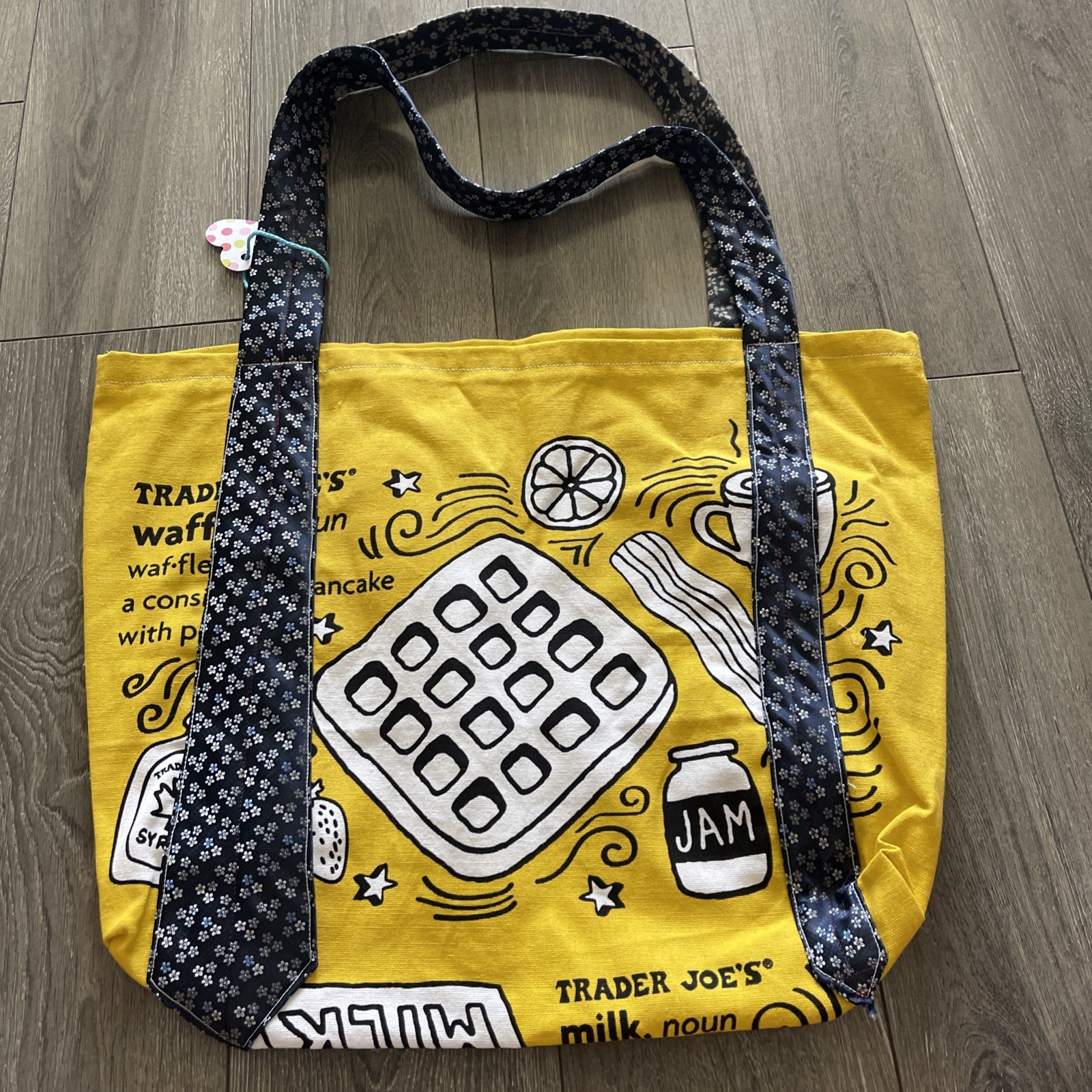 Trade Joes Tote Bag With Upcycled Tie Handles 19 X 13 1/2 X 5