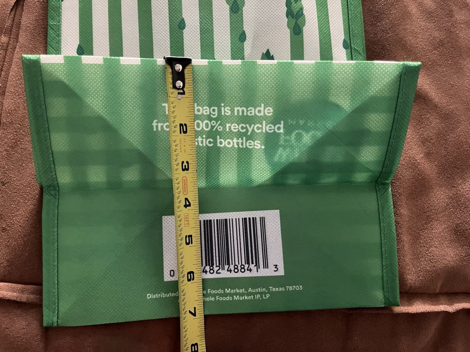 WHOLE FOODS MARKET Asparagus Small Reusable Shopping Grocery Tote Bag 3.5 Gallon