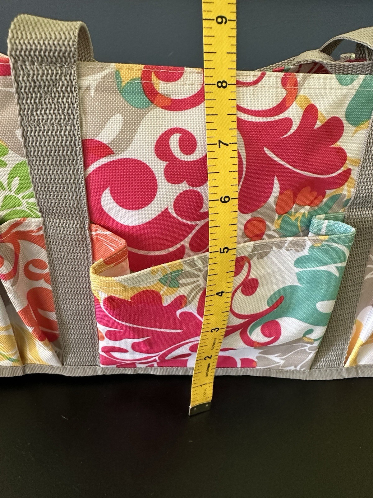 Thirty-One Keep It Island Damask Caddy Tote Bag 13” Colorful Floral Beach Pool