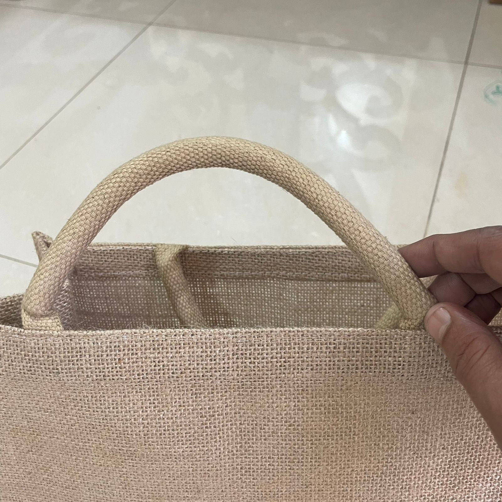 Jute & Cotton Canvas Tote Bag Combo Eco Friendly Reusable Shopping Bags (2 Pack)