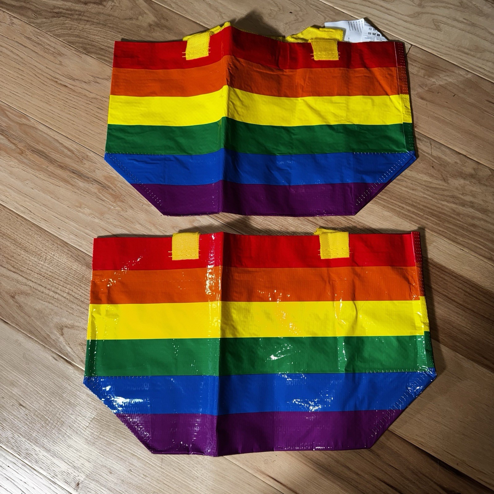 SET of 2 Ikea STORSTOMMA Small Reusable Shopping Bag Rainbow LGBTQ+ Pride New