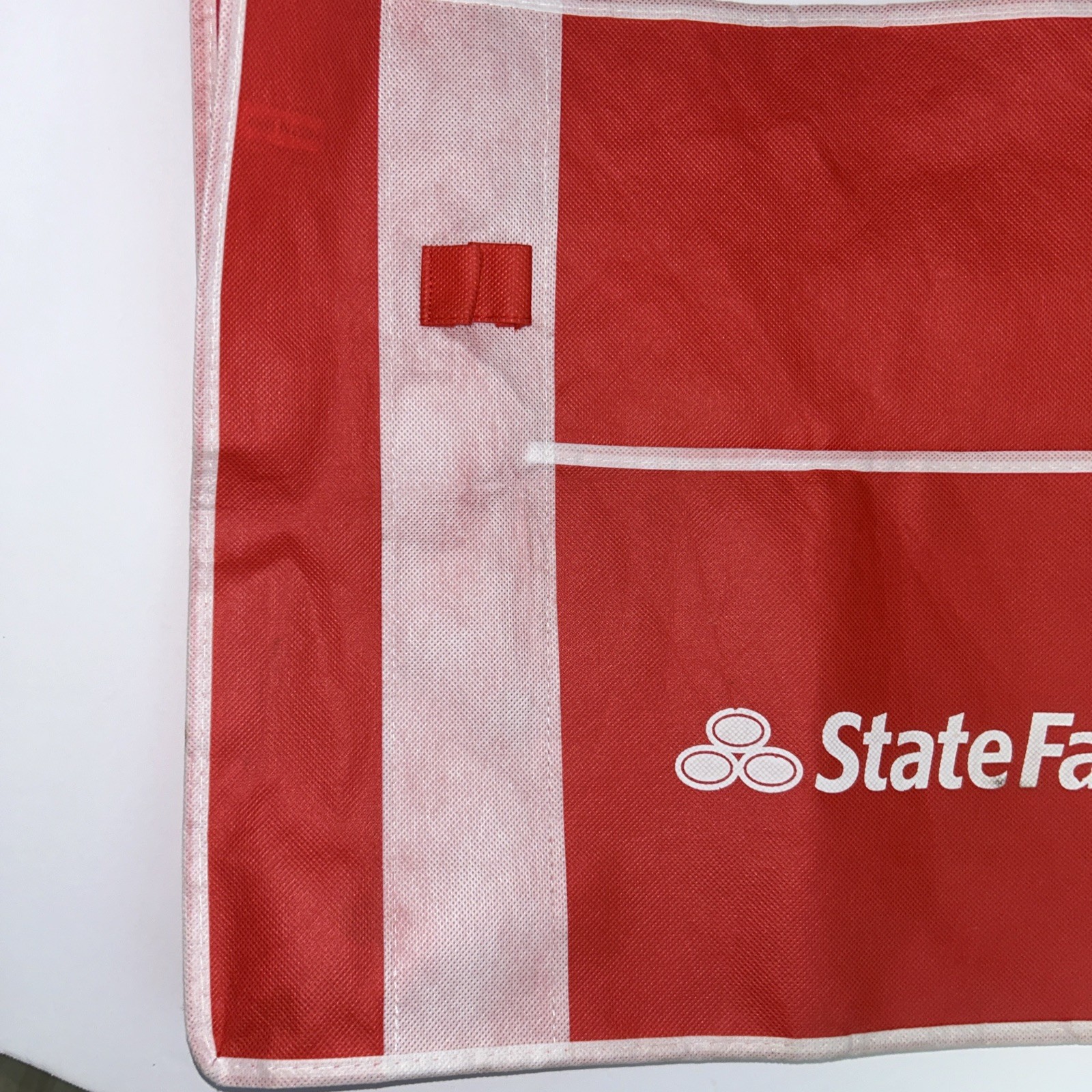 State Farm Tote Book Grocery Bag, White and Red Adjustable Strap