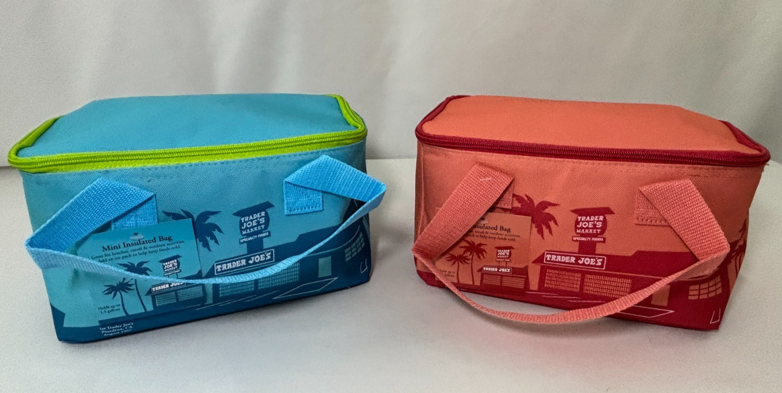 Trader Joe’s Mini Insulated Bag Teal & Peach Tote Set NWT