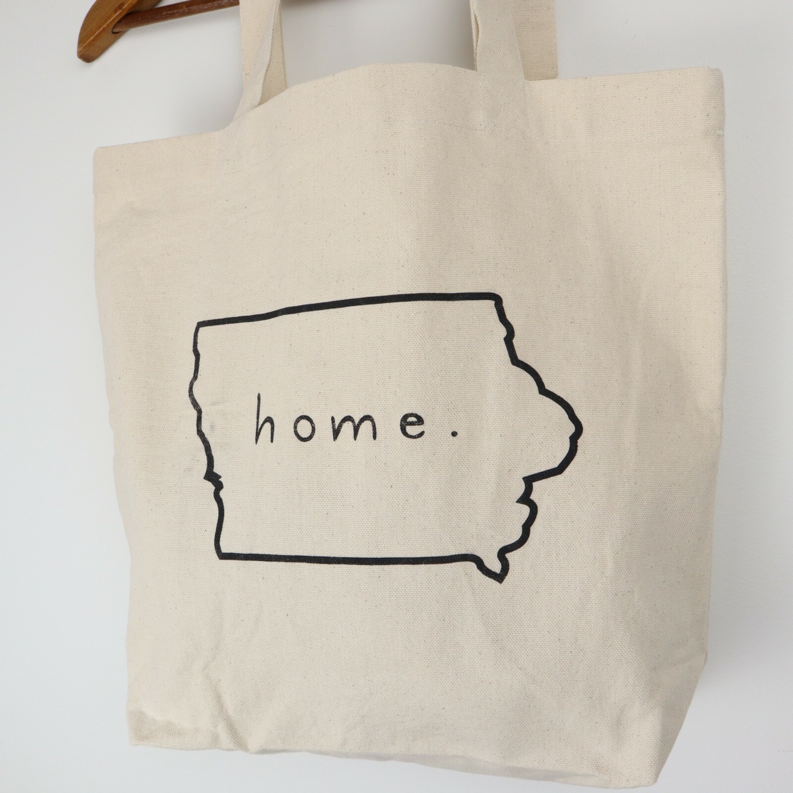 Iowa Tote Bag Canvas Shopper Home State Outline Print Shoulder Reusable Grocery