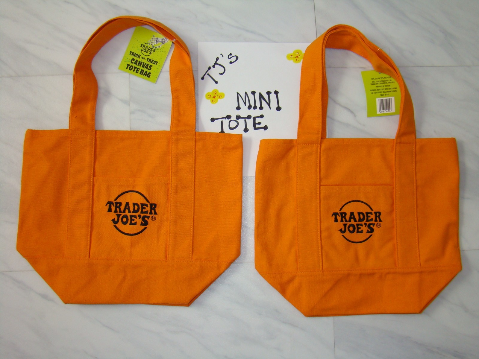New Trader Joe’s Halloween Orange Black Mini Canvas Reusable Tote Bag