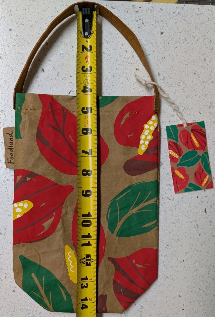 Foodland Hawaii Anthurium Floral Reusable Wine Paper Tote Bag Gift Bag
