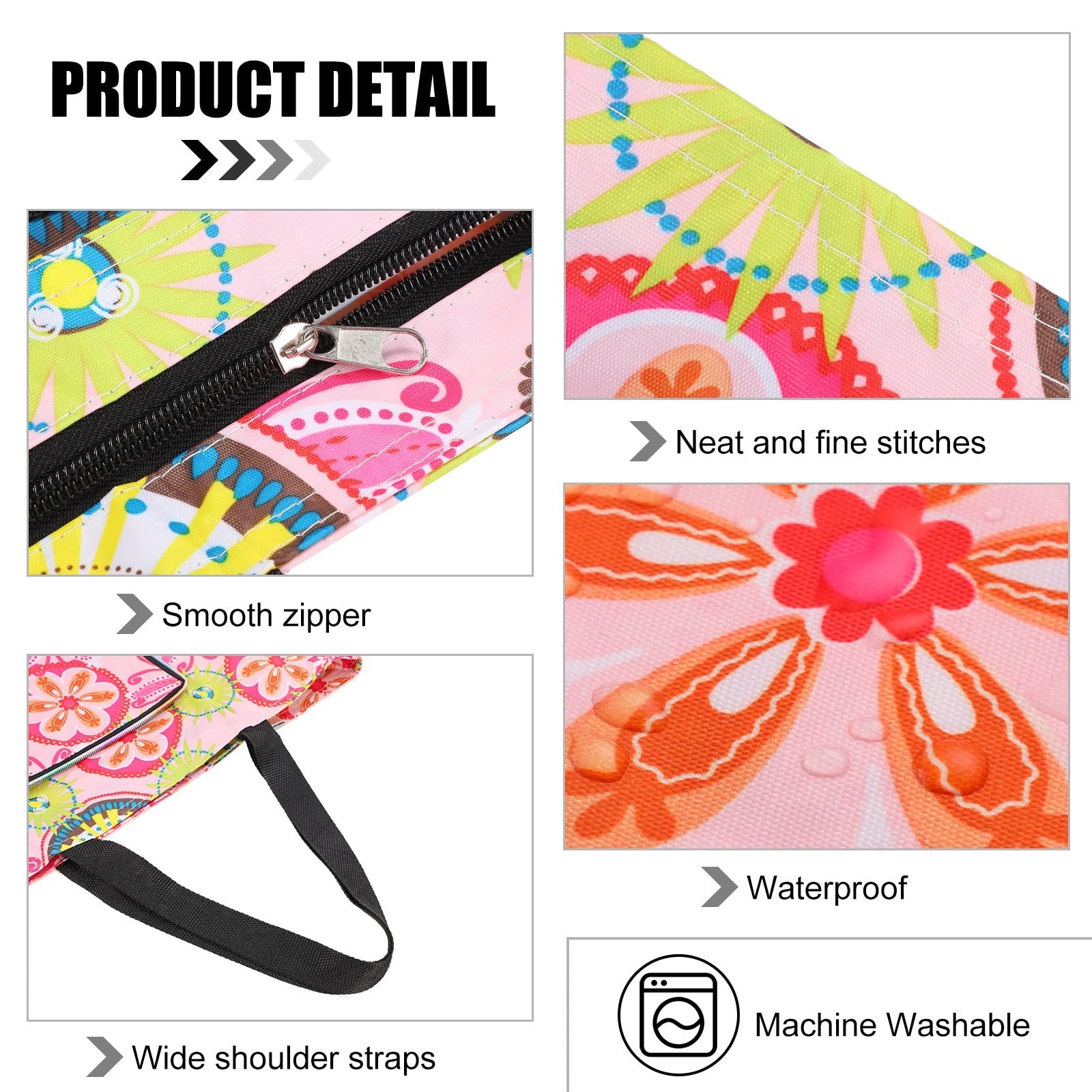4 Pcs Reusable Shopping Bags Washable Foldable Grocery Bags with Handles Zipp…