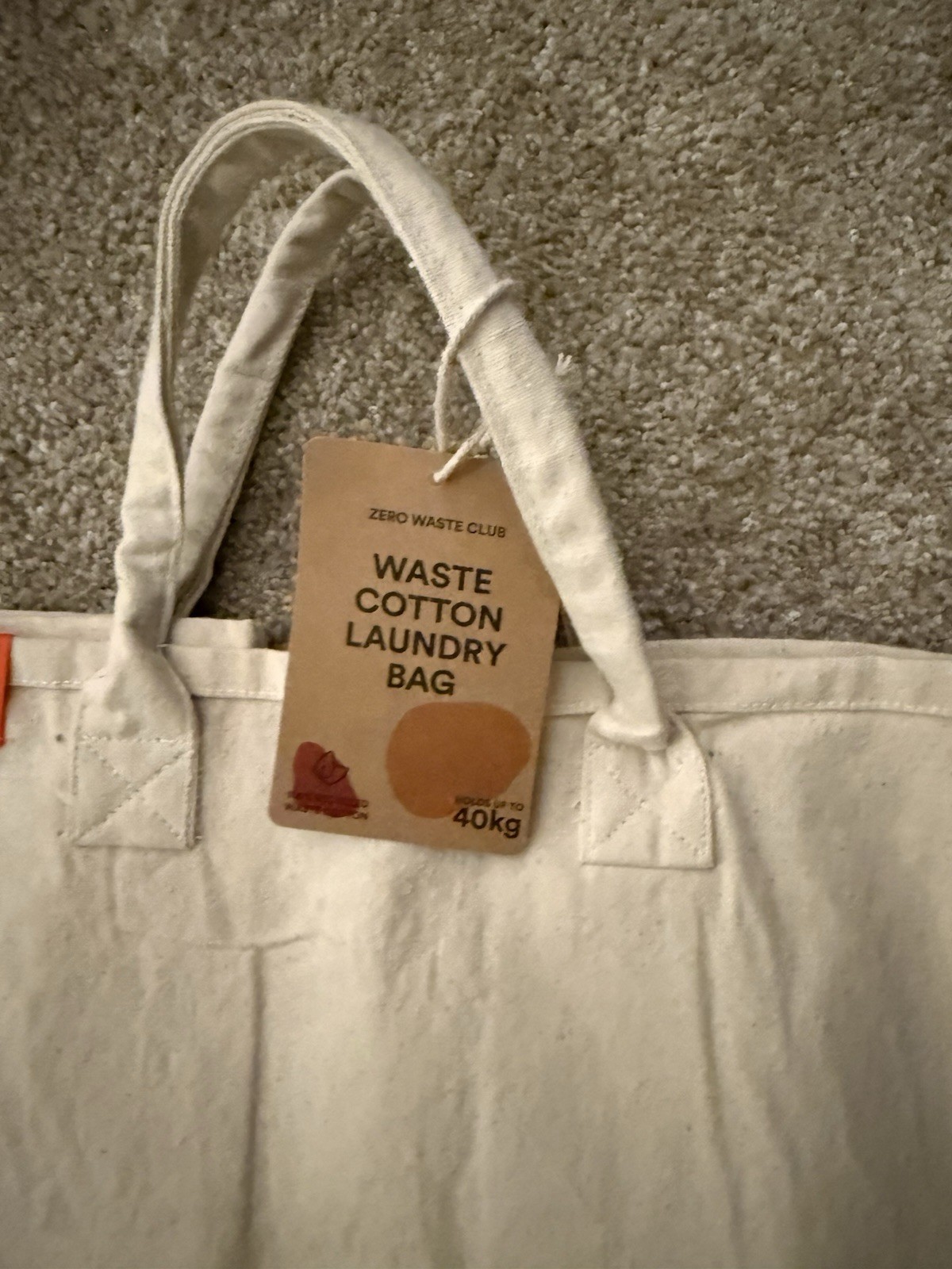 Zero Waste Club Cotton Laundry Bag White Solid 19 x 13 x 4 in