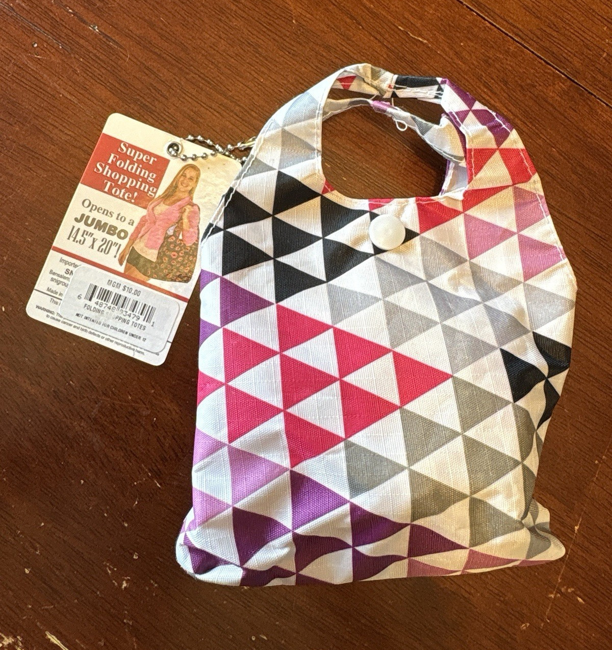le Montreux Paris Foldable Reusable Jumbo Tote 14.5 x 20 Geometric Multicolor