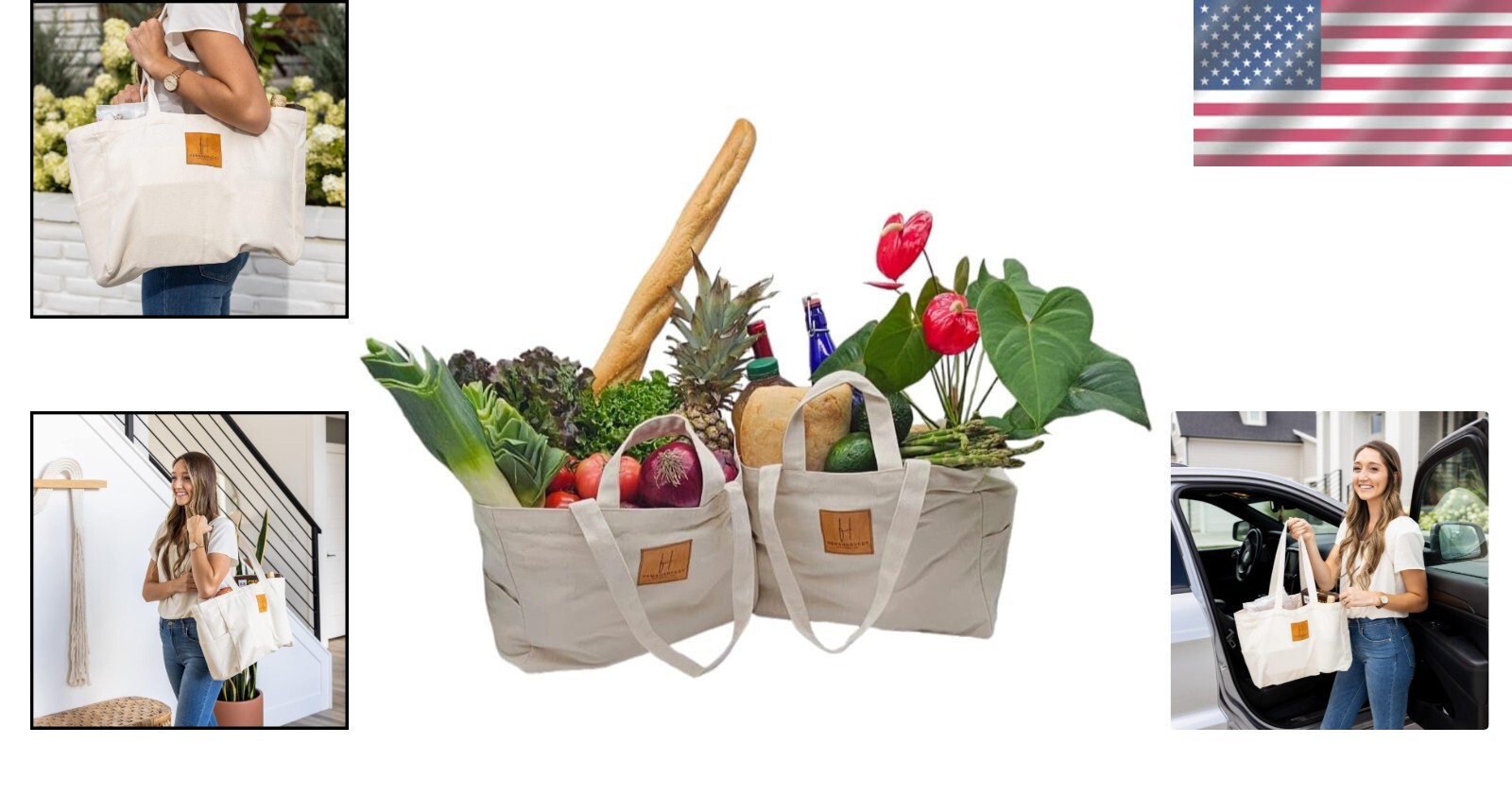 Soft Eco-Friendly Canvas Grocery Totes – Large Reusable Bags with Smart Pockets