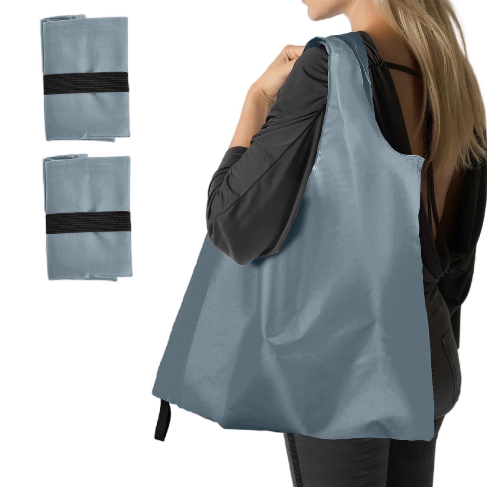 Washable Reusable Grocery Bags Foldable Shopping Pocket Size Polyester Tote