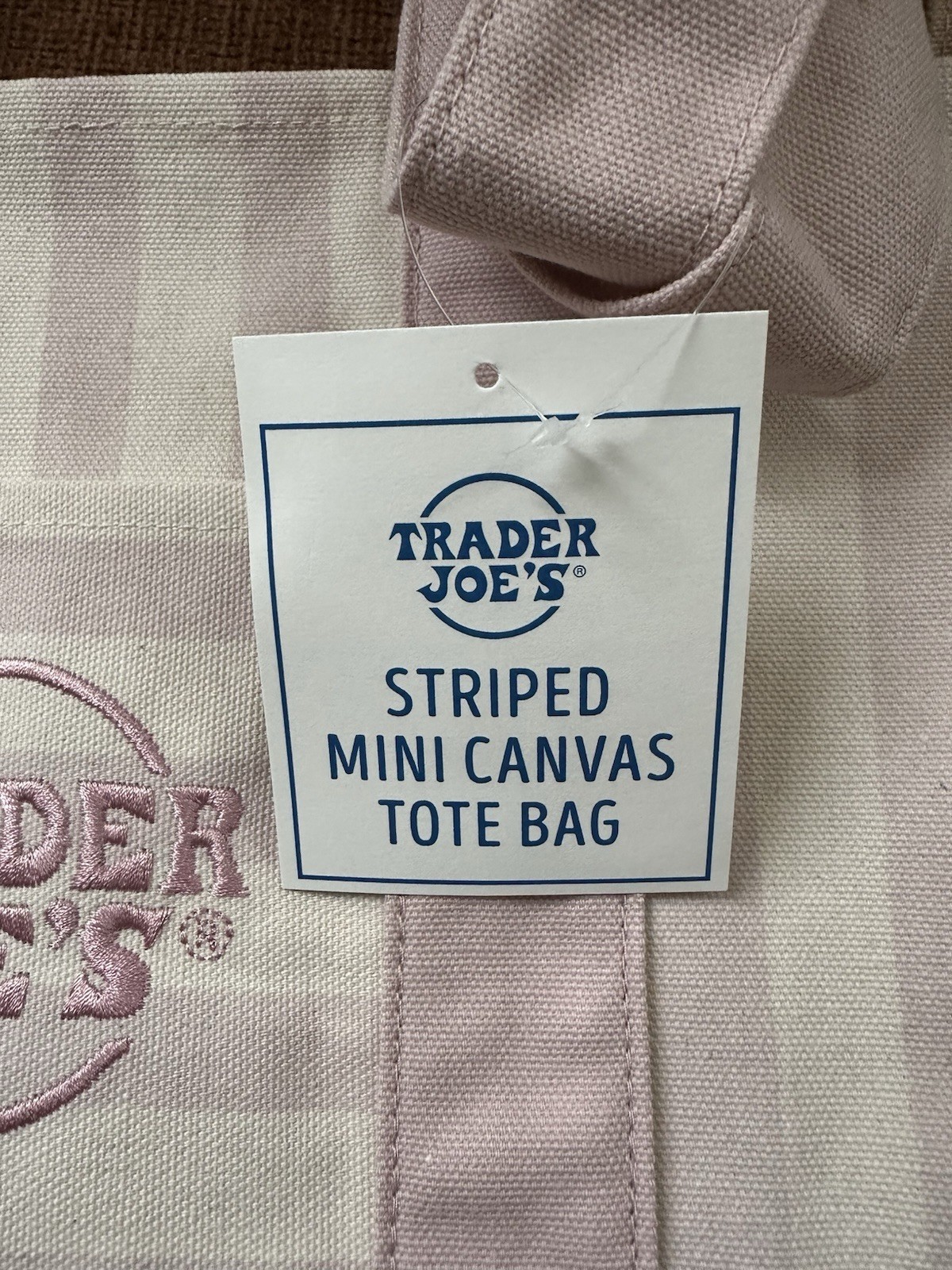 TRADER JOE’S MINI PASTEL STRIPE CANVAS TOTE BAGS SET Of 4 PINK BLUE GREEN BEIGE