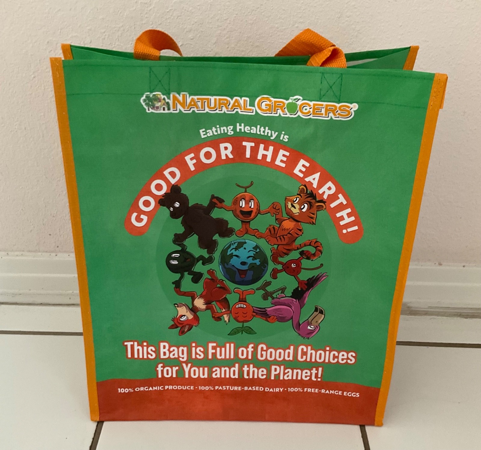 NWOT Natural Grocers Bag Reusable Shopping Tote Heavy Duty Holds 50lbs Earth Day