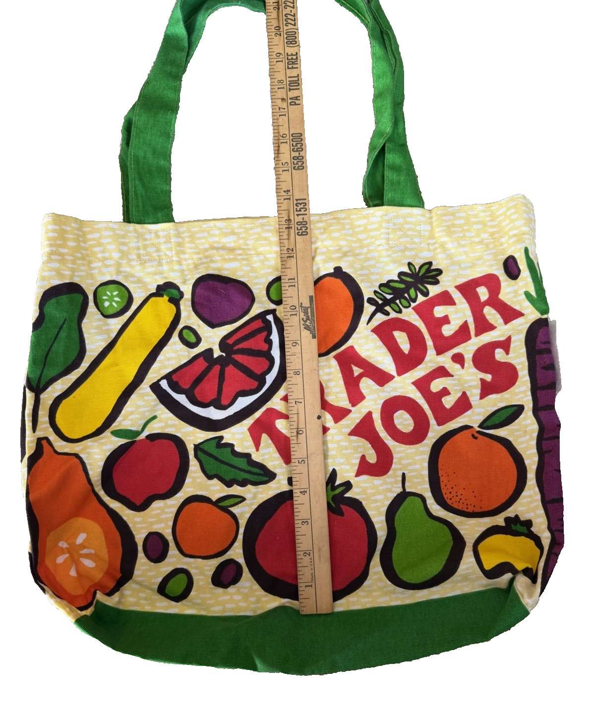 Trader Joe’s Canvas Tote Bag Reusable Grocery Shopping Fruit Vegetable Print