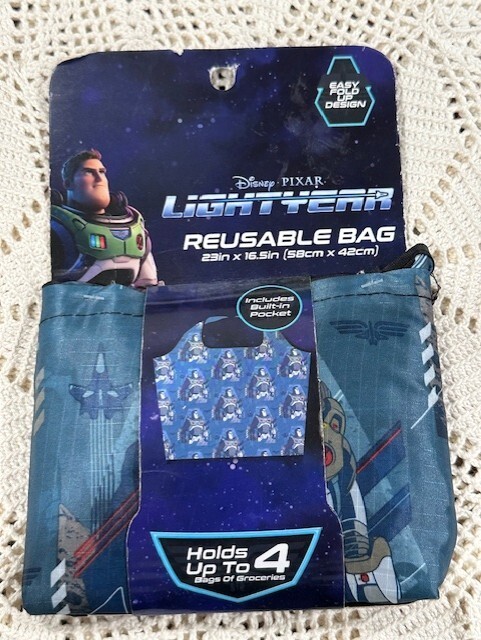 Disney Pixar LIGHTYEAR Reusable Grocery Bag with Built-in Pocket 23″ x 16.5″