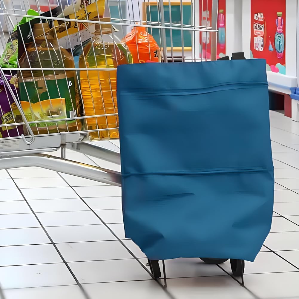 Collapsible Shopping Cart with 360° Swivel Wheels, Portable Folding Trolle-y …