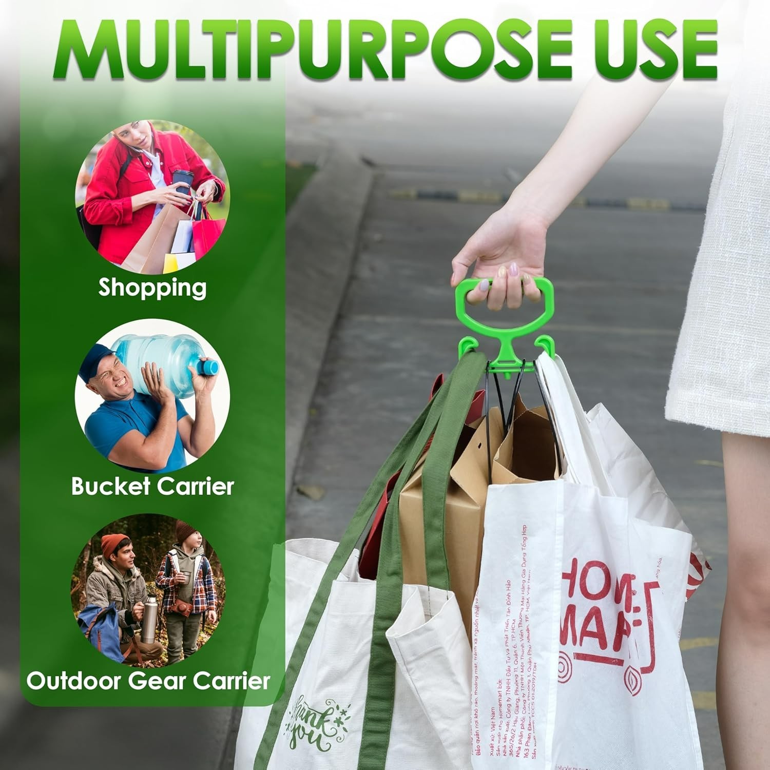 Heavy Duty 2-Pack Bag Carrier – Perfect for Shopping, Holds Up to 100lbs