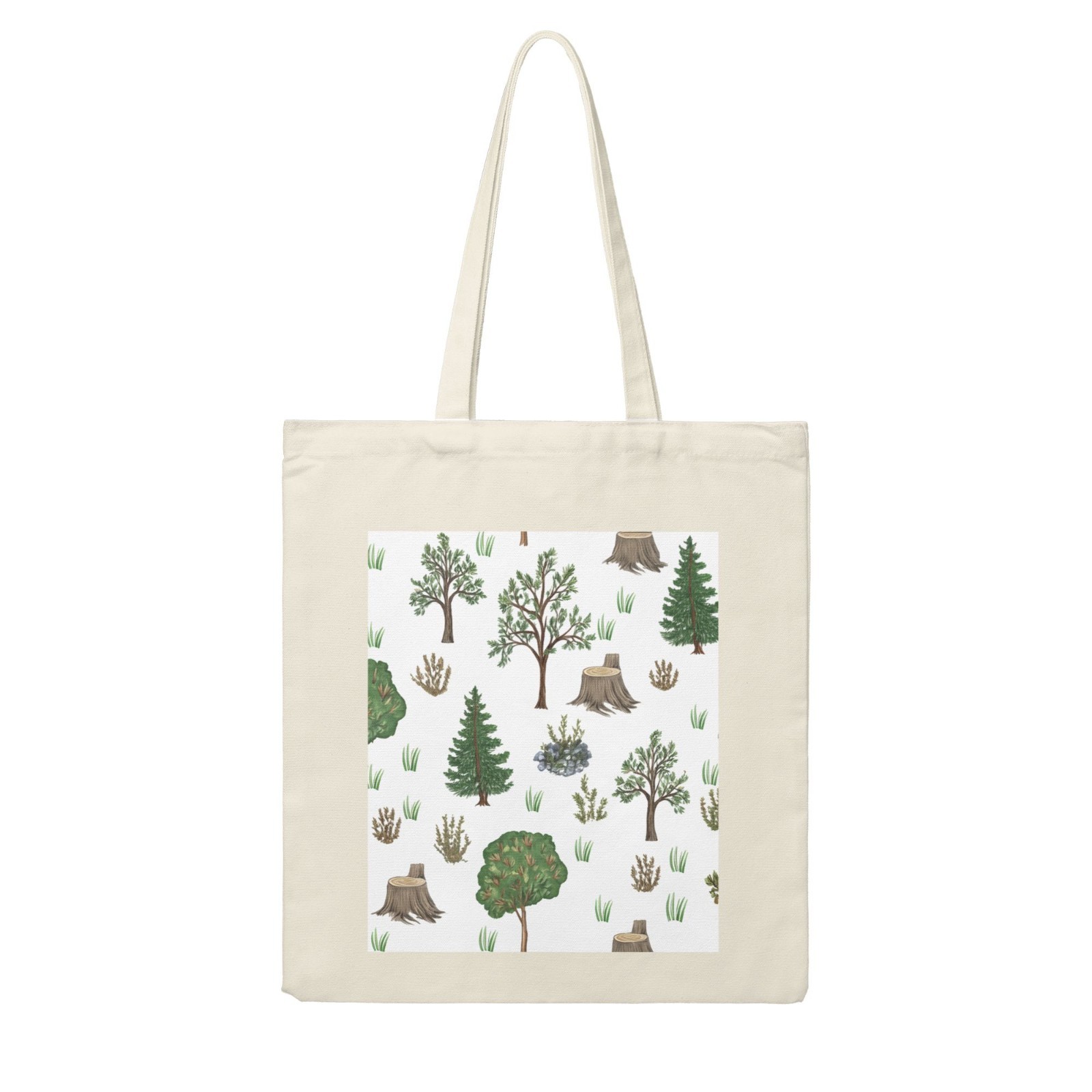 Watercolor Trees Large Canvas 14×16 Inches Ivory White Shopping Bags