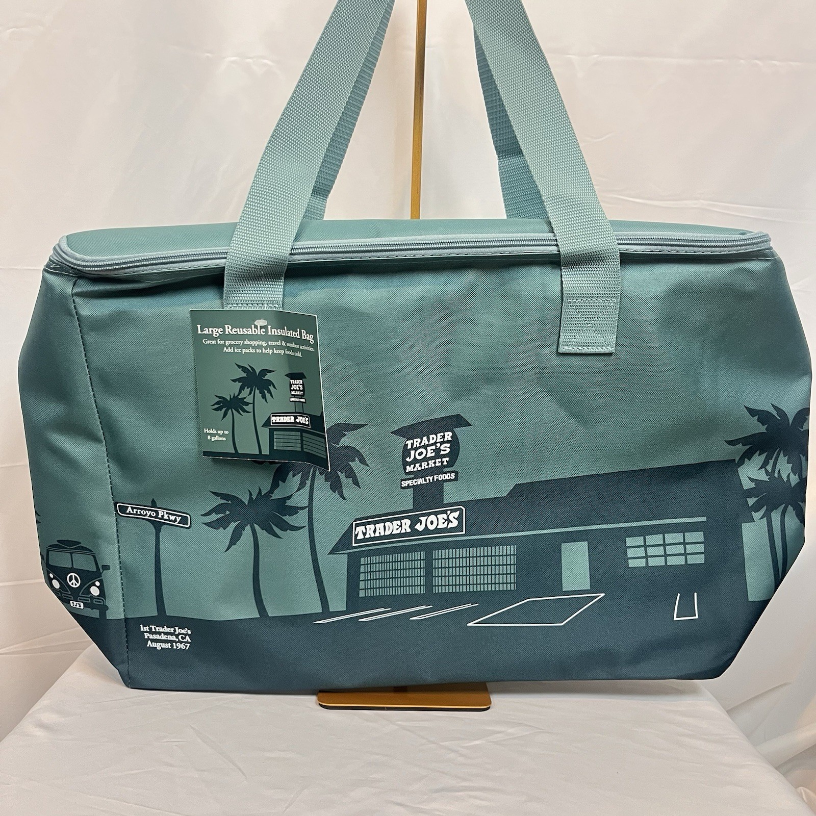 Trader Joe’s Large Insulated Tote Cooler Bag Dusty Blue 8 Gallons NEW