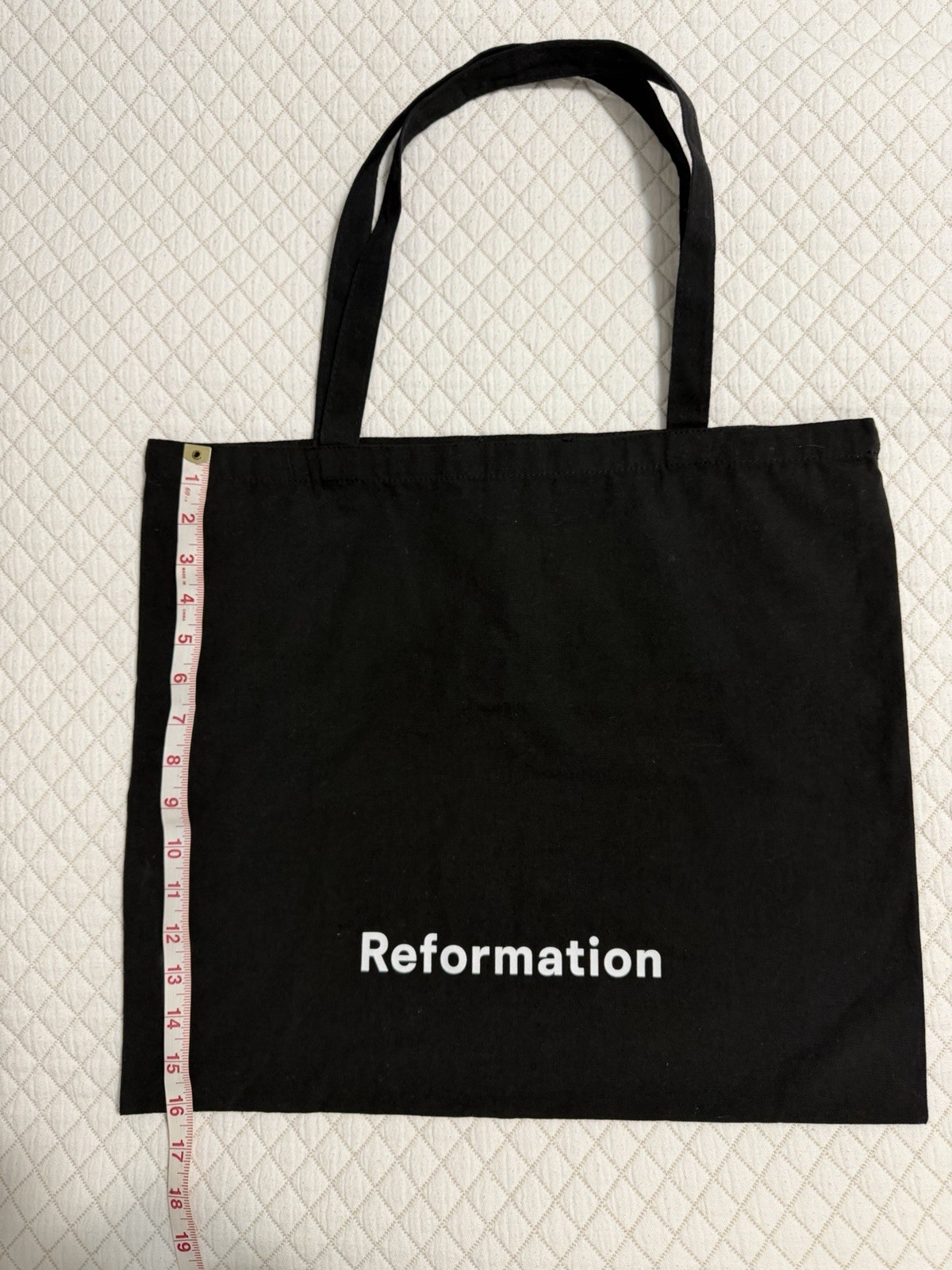 Reformation Black Reusable Tote Bag Solid Plain 17×16 in, Width 6 in