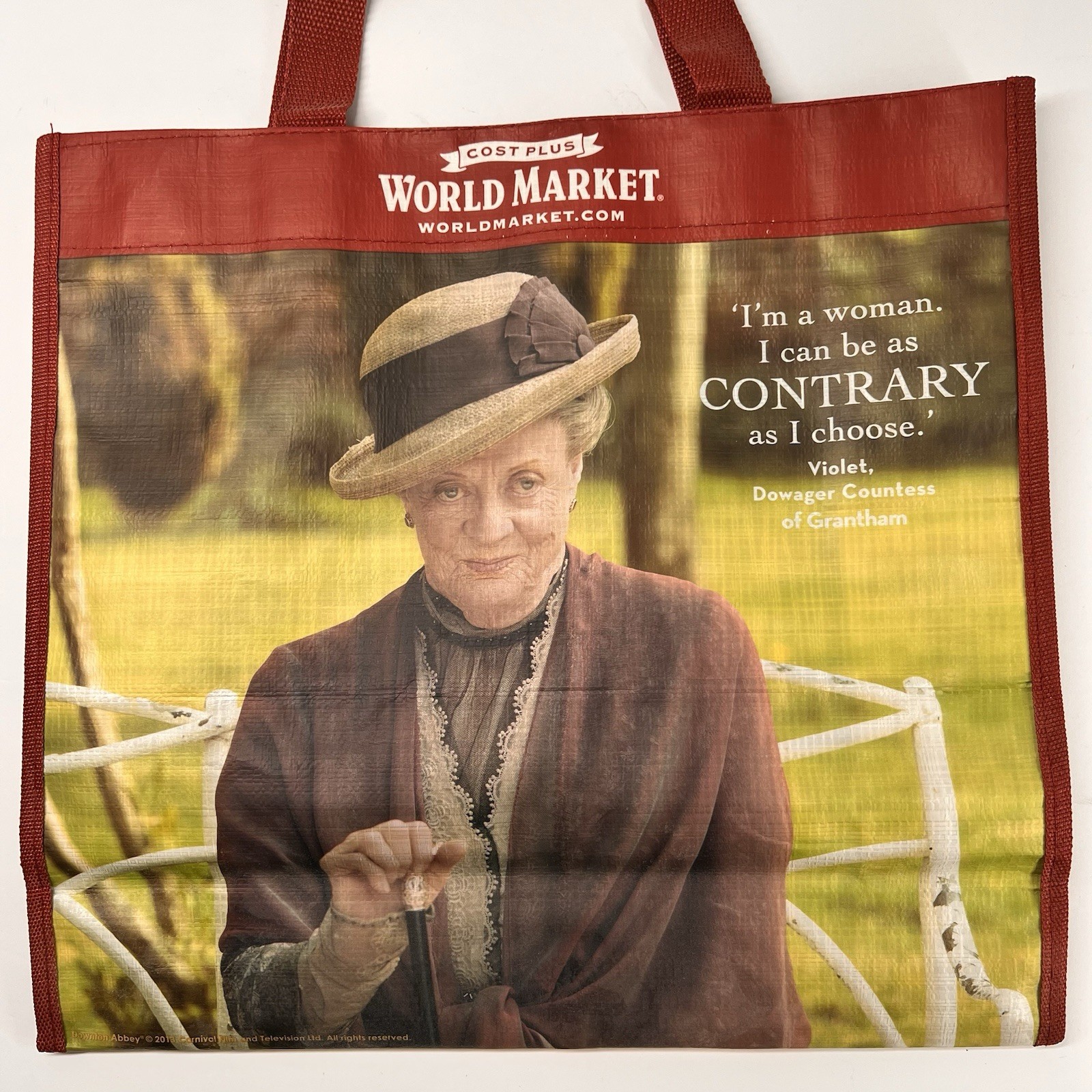 Downton Abbey Violet Maggie Smith World Market Tote Bag Reusable “Contrary” NEW