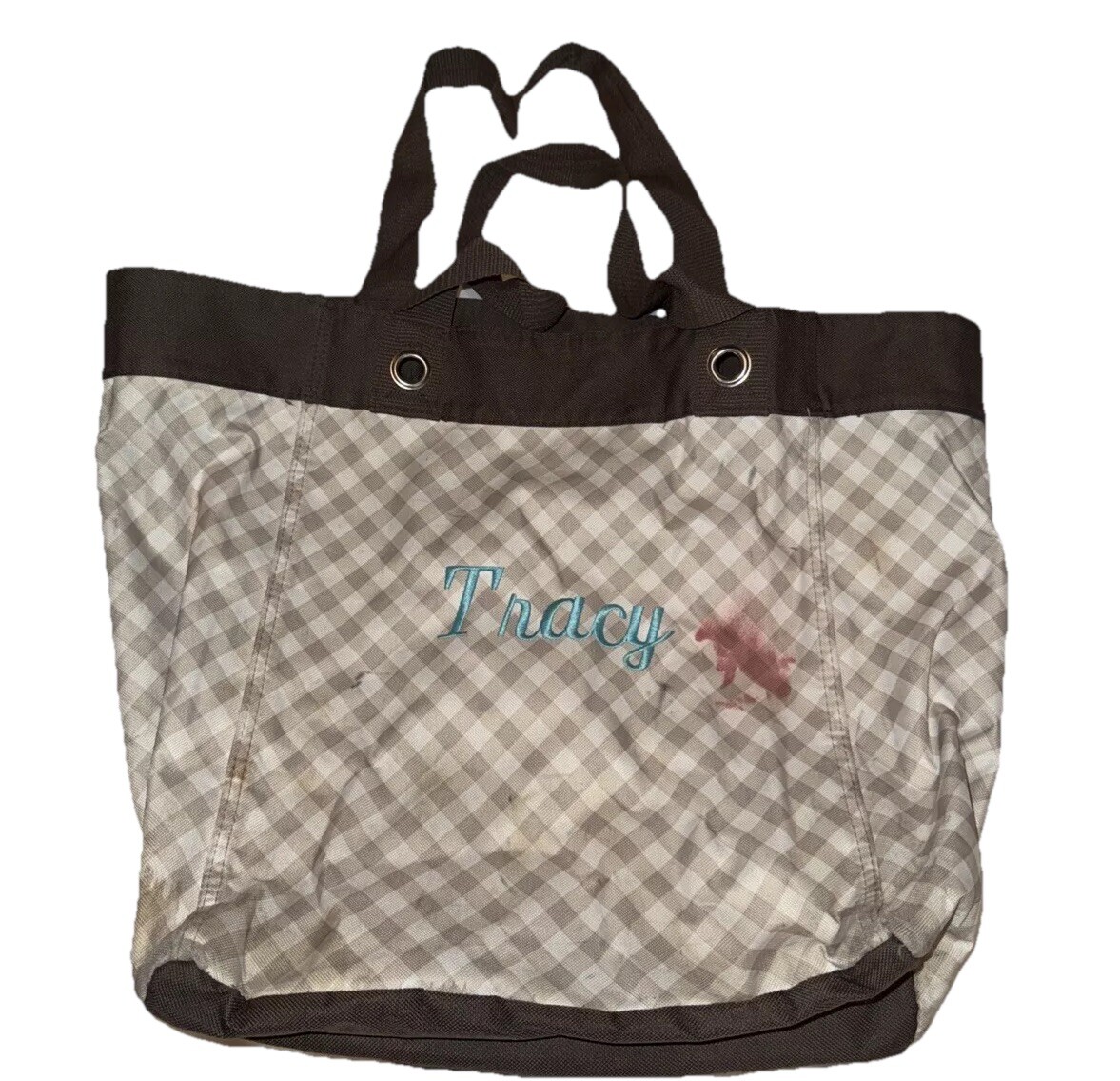 Thirty One Checkered 14×19 Reusable Multicolor Canvas Shopping Bag (“Tracy”)