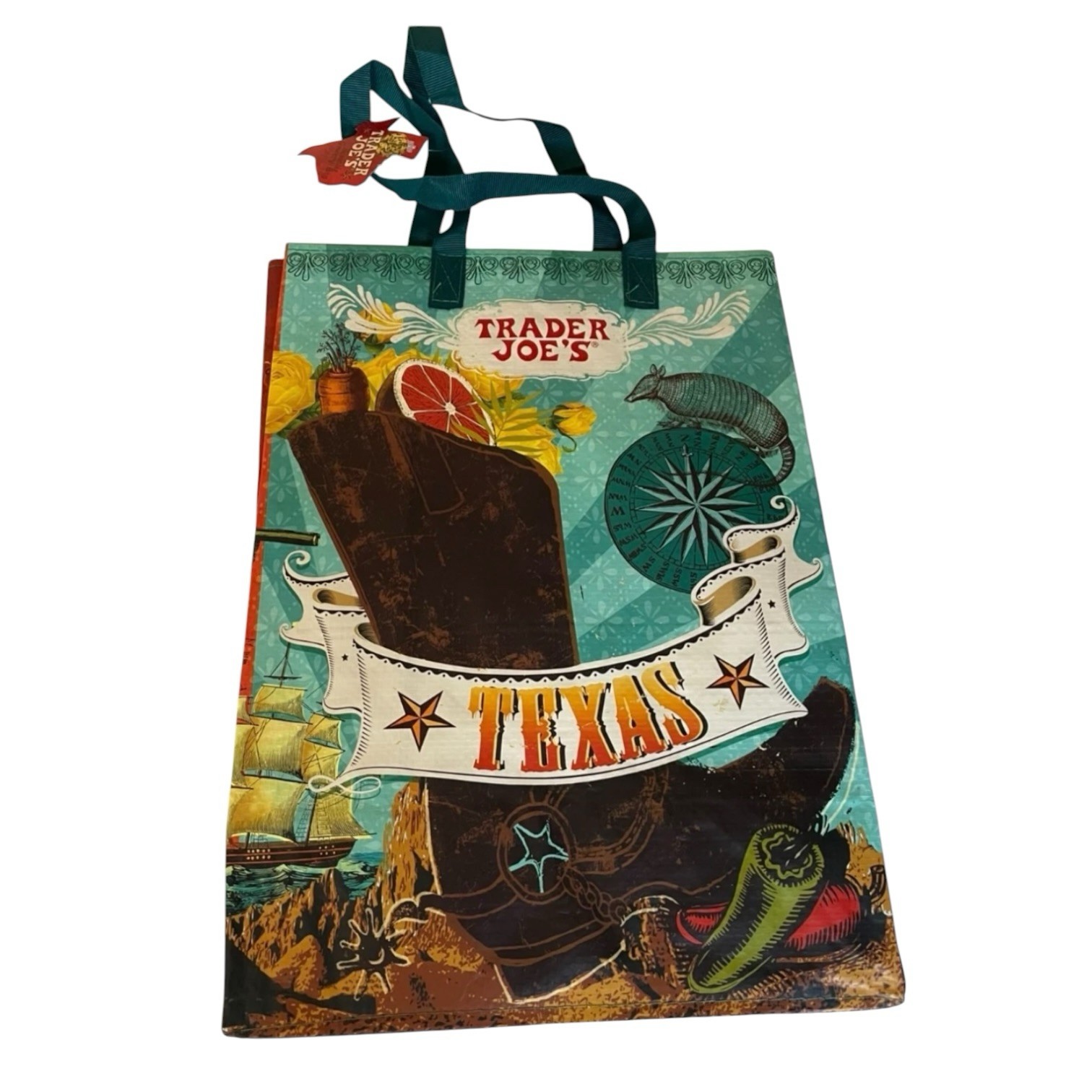 Trader Joe’s Texas State Western Boot Souvenir Large Reusable Shopping Tote Bag