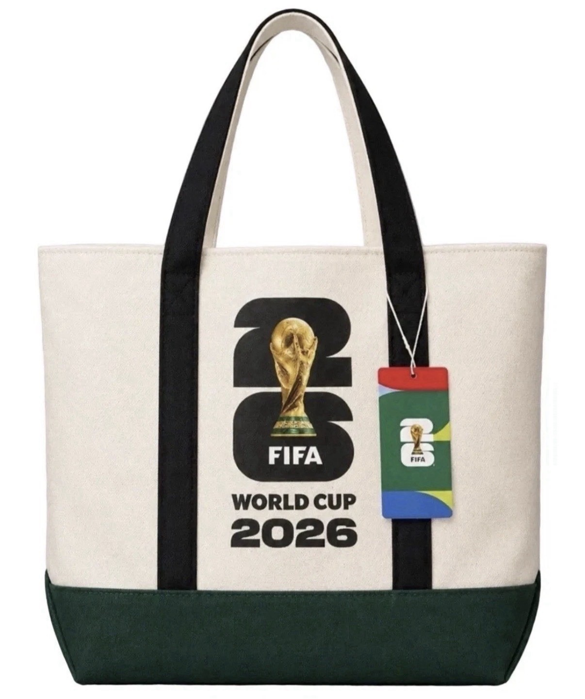 FIFA World Cup 2026 Canvas Reusable Tote Bag Logo White Black Green
