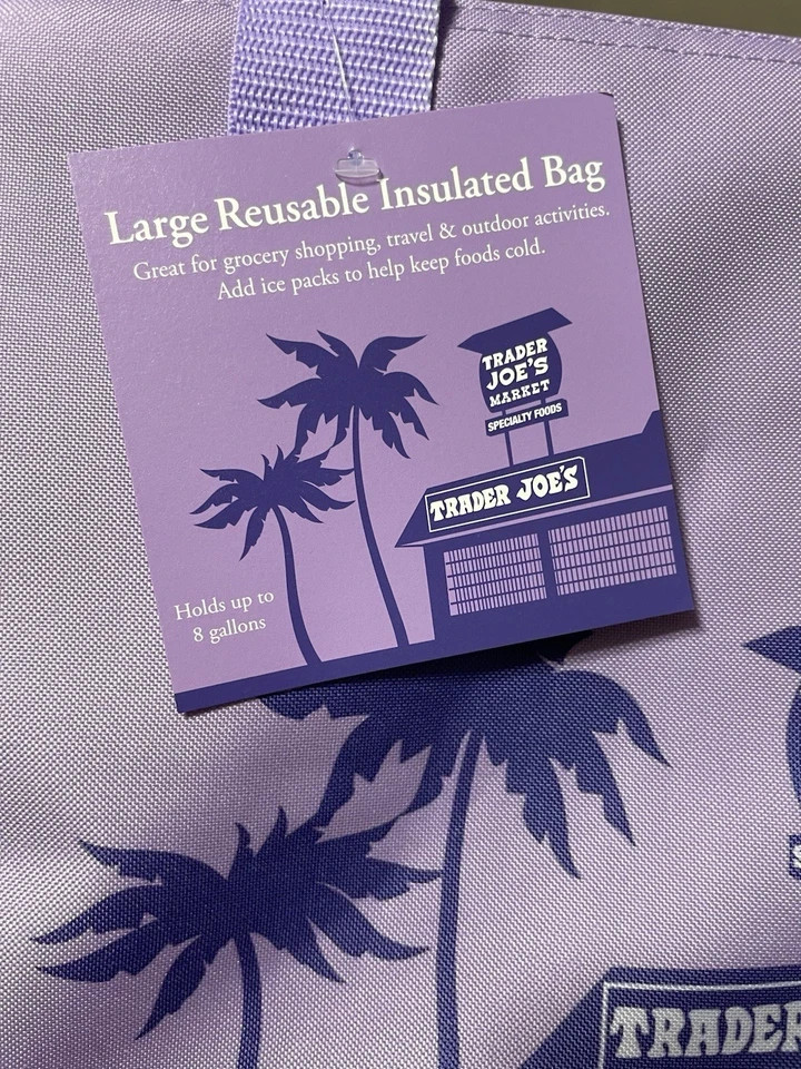 Trader Joe’s Lavender Insulated Reusable Bag Large Zip Around New 2026