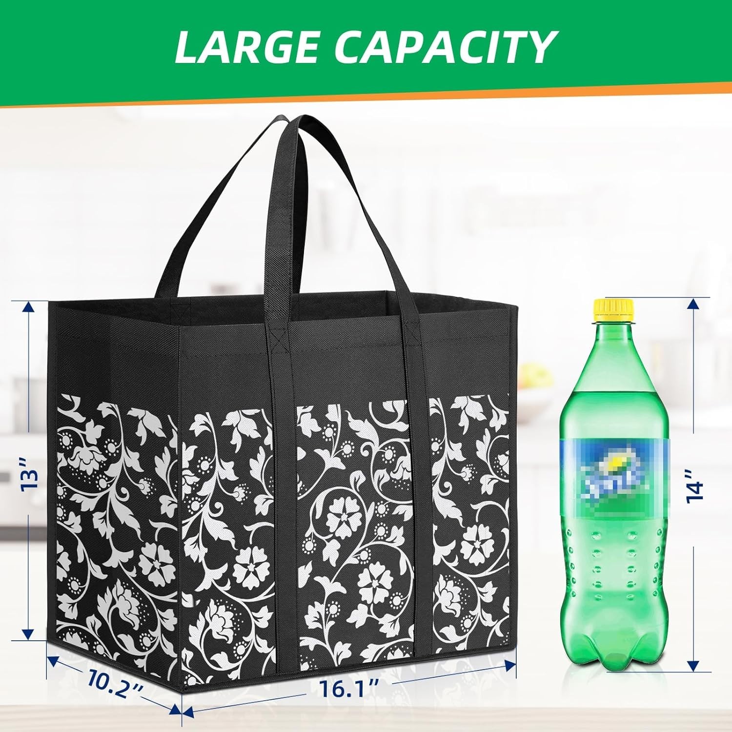Convenient Multi-Use Foldable Tote Bags – 4-Pack Heavy Duty and Waterproof