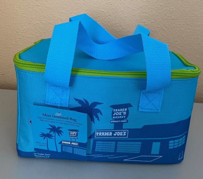 EACH Trader Joe’s Mini Insulated cooler Tote Bag Light Blue (teal)(L10