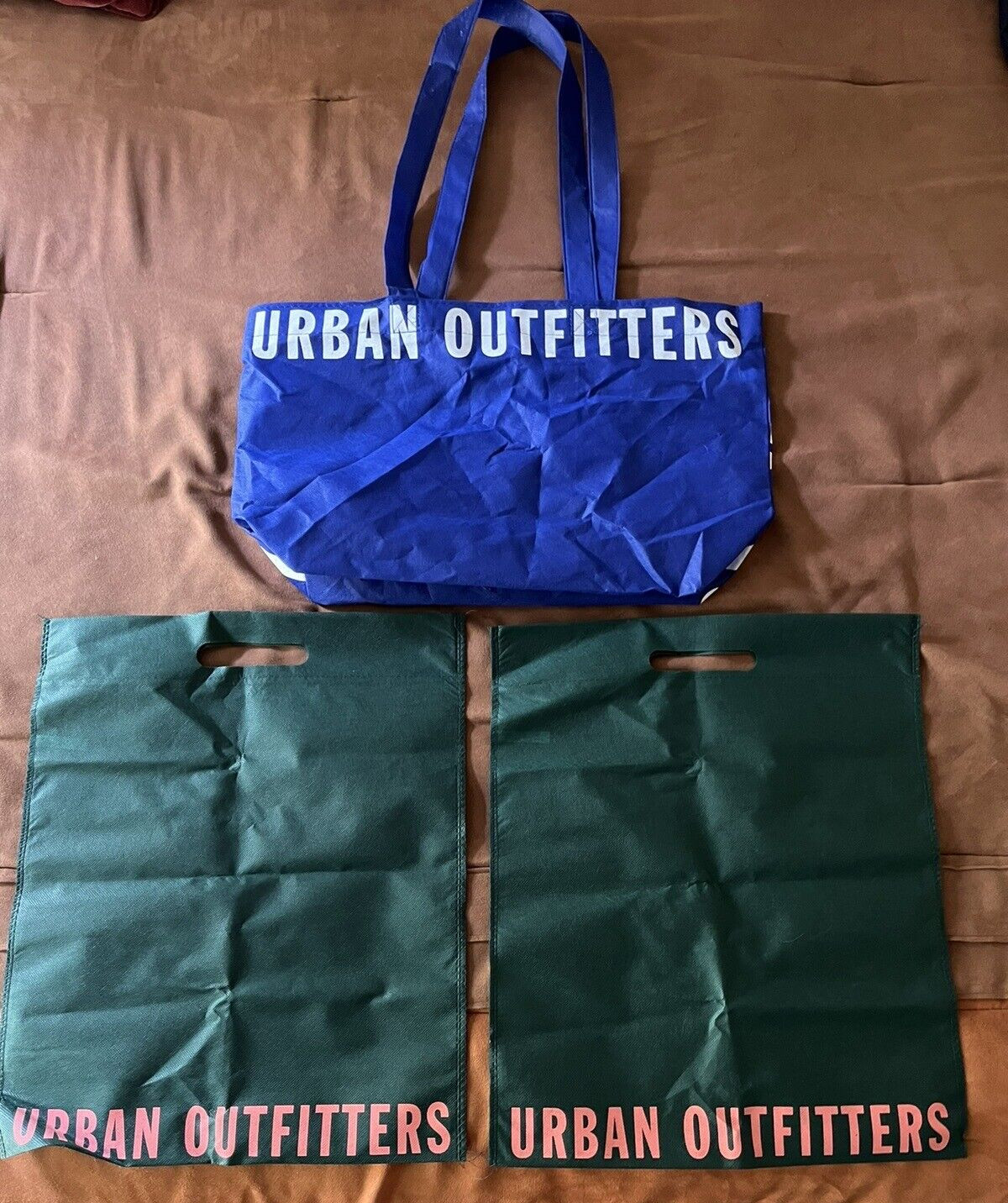 URBAN OUTFITTERS Spellout Logo Fabric Recycle Reusable Shopping Bag Lg & Med Lot