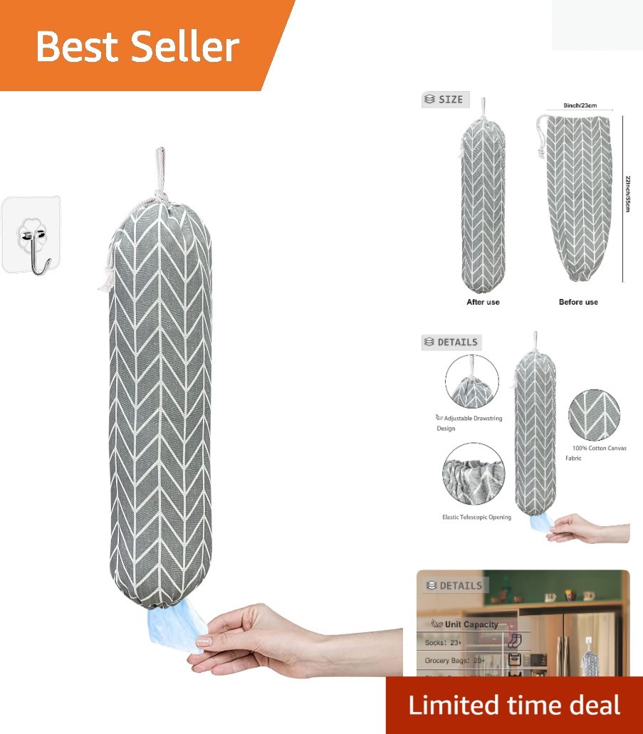 Elegant Wall Mount Grocery Bag Organizer – Large Capacity & Washable Design