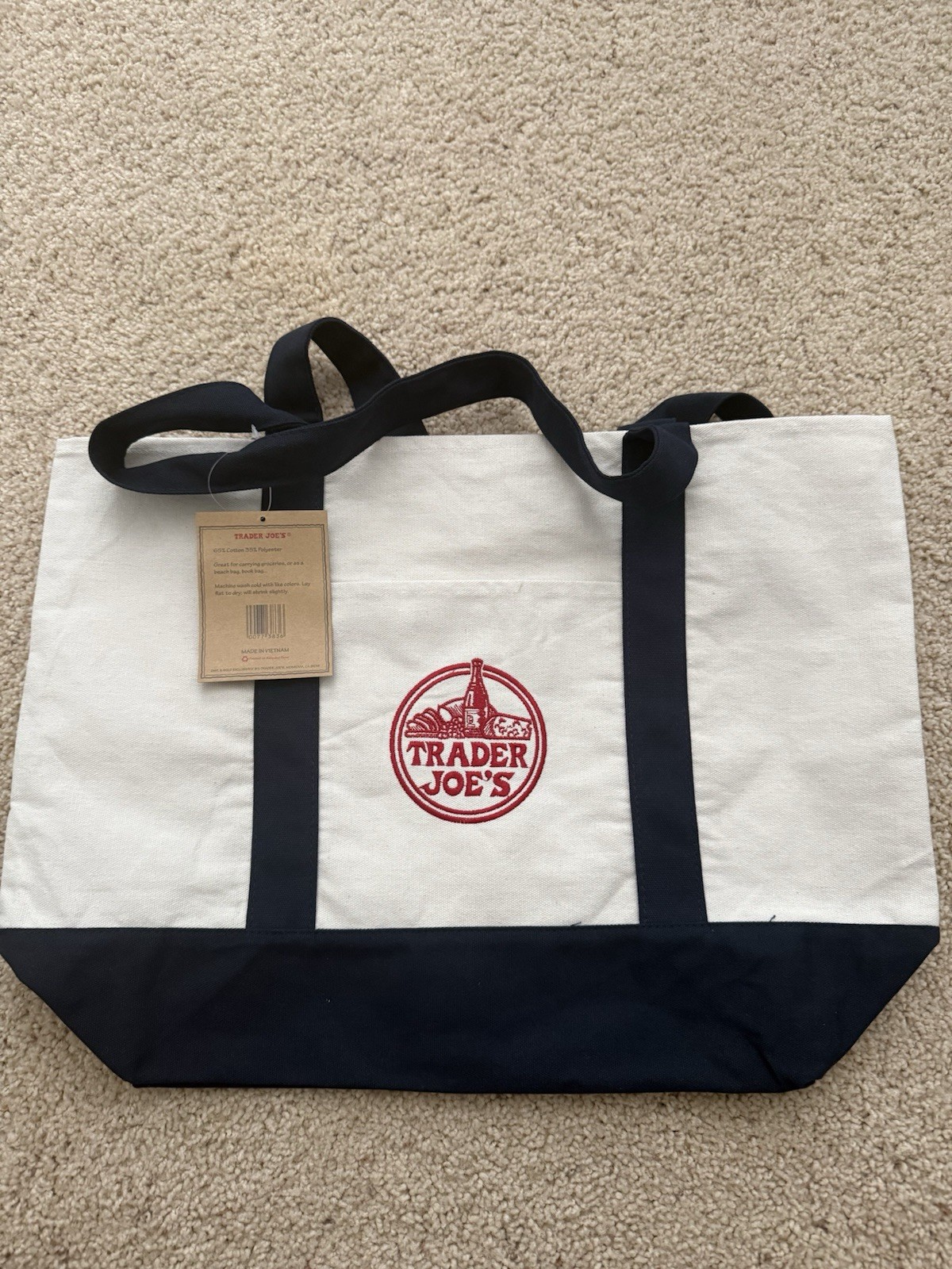 Trader Joe’s Canvas Tote Shopping Bag – LARGE CLASSIC NAVY BLUE – NEW with TAGS