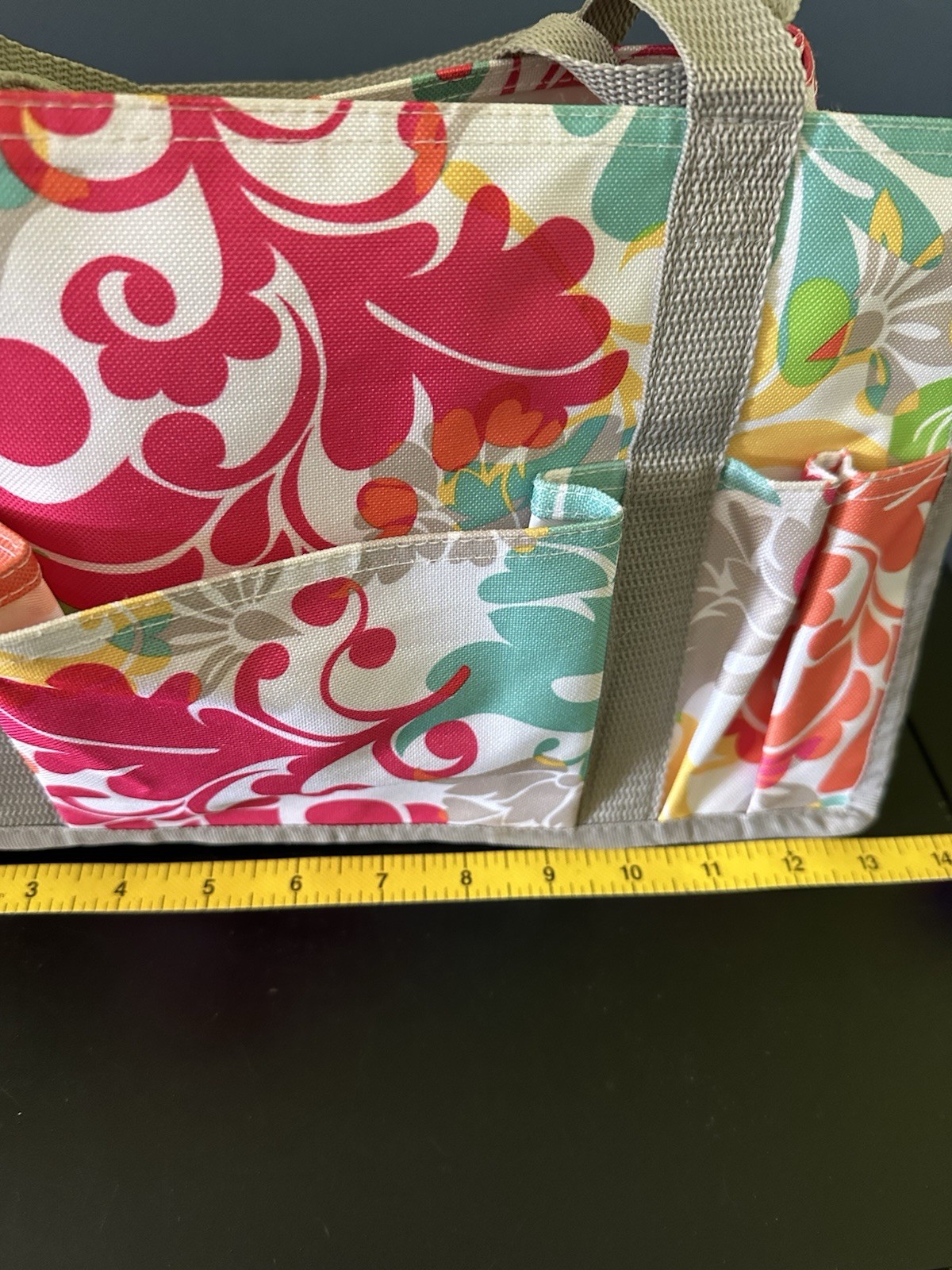 Thirty-One Keep It Island Damask Caddy Tote Bag 13” Colorful Floral Beach Pool